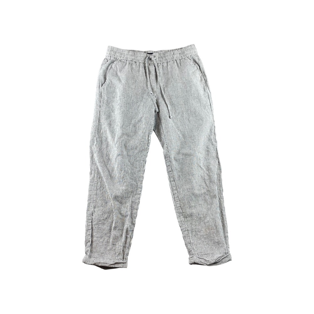 J Crew Striped Linen Blend Drawstring Waist Pants Size 6